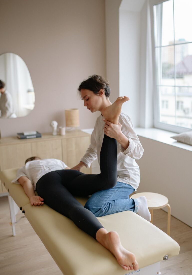 Lady receiving physical therapy